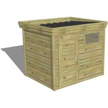 Abri Français - abri de jardin bois Pin autoclave 27mm - 2,64x2,14m / 5,7m2 - Bac acier