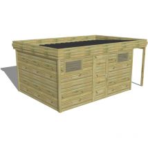 Abri Français - abri de jardin bois Pin autoclave 27mm - 5,34x3,44m / 18,4m2 - Bac acier