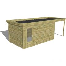 ABRI DE JARDIN bois Pin autoclave 27mm - 6,34x2,64m / 16,7m2 - Bac acier - Abri Français