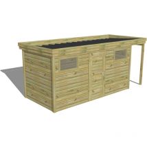 ABRI DE JARDIN bois Pin autoclave 27mm - 5,34x2,14m / 11,4m2 - Bac acier - Abri Français