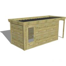 Abri Français - abri de jardin bois Pin autoclave 27mm - 5,34x2,14m / 11,4m2 - Bac acier