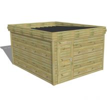 Abri Français - abri de jardin bois Pin autoclave 27mm - 3,44x4,34m / 14,9m2 - Bac acier