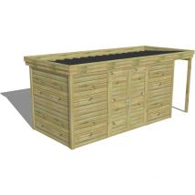Abri Français - abri de jardin bois Pin autoclave 27mm - 5,34x2,14m / 11,4m2 - Bac acier