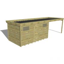 Abri Français - abri de jardin bois Pin autoclave 27mm - 7,84x2,64m / 20,7m2 - Bac acier - Plancher bois