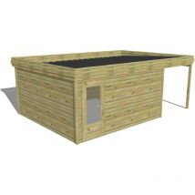 Abri Français - abri de jardin bois Pin autoclave 27mm - 6,34x4,34m / 27,5m2 - Bac acier