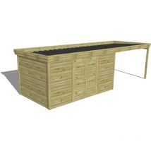 ABRI DE JARDIN bois Pin autoclave 27mm - 7,84x2,64m / 20,7m2 - Bac acier - Abri Français