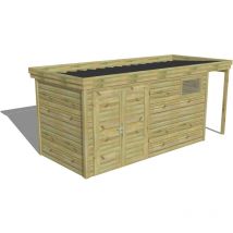 Abri Français - abri de jardin bois Pin autoclave 27mm - 5,34x2,14m / 11,4m2 - Bac acier