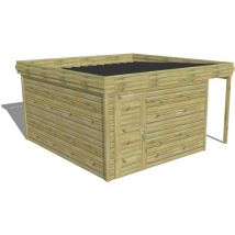 Abri Français - abri de jardin bois Pin autoclave 27mm - 4,44x4,34m / 19,3m2 - Bac acier