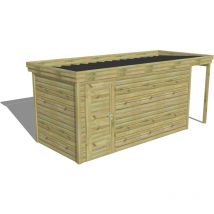Abri Français - abri de jardin bois Pin autoclave 27mm - 5,34x2,14m / 11,4m2 - Bac acier