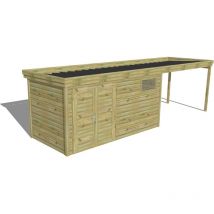 Abri Français - abri de jardin bois Pin autoclave 27mm - 7,84x2,14m / 16,8m2 - Bac acier