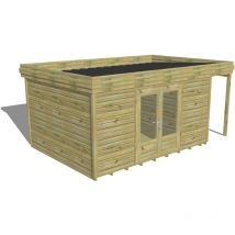 Abri Français - abri de jardin bois Pin autoclave 27mm - 5,34x3,44m / 18,4m2 - Bac acier - Plancher bois