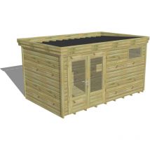 Abri Français - abri de jardin bois Pin autoclave 27mm - 4,34x2,64m / 11,5m2 - Bac acier - Plancher bois