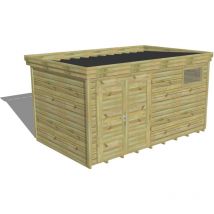 Abri Français - abri de jardin bois Pin autoclave 27mm - 4,34x2,64m / 11,5m2 - Bac acier - Plancher bois