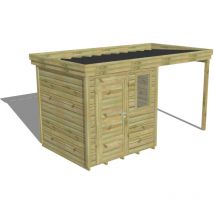Abri Français - abri de jardin bois Pin autoclave 27mm - 4,14x2,14m / 8,9m2 - Bac acier - Plancher bois