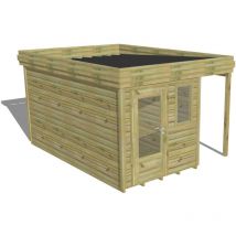 Abri Français - abri de jardin bois Pin autoclave 27mm - 3,14x4,34m / 13,6m2 - Bac acier - Plancher bois