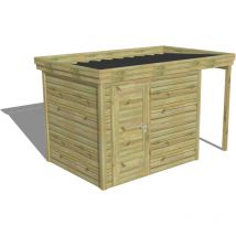 Abri Français - abri de jardin bois Pin autoclave 27mm - 3,64x2,14m / 7,8m2 - Bac acier