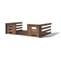 Terrasse en bois avec balustrade pour abri en bois - 6m2 - 3m x 2m - imprégnée - couleur: marron