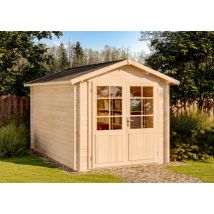 Alpholz - Abri de jardin Brême-28 c Naturel , 28 mm Épaisseur paroi 270 x 420 cm
