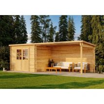 Carlsson - Abri de jardin Brilon 28-A Naturel Imprégné, 28 mm Épaisseur paroi 697 x 254 cm