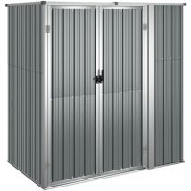 Abri de jardin cabane cabanon maison de stockage remise extérieur hangar outils robuste 161 x 89 x 161 cm acier galvanisé gris