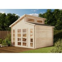 Carlsson - Abri de jardin double toit Vinea-40 Naturel , 40 mm Épaisseur paroi 370 x cm