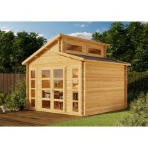 Carlsson - Abri de jardin double toit Vinea-40 Marron Imprégné, 40 mm Épaisseur paroi 370 x cm