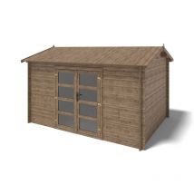 Altanka - Abri de jardin en bois - 12m2 - 4x3m - Traité - Ep. 28mm - Couleur: marron