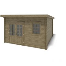 Altanka - Abri de jardin en bois - 12m2 - 4x3m - Traité - Ep. 40mm - Couleur: vert