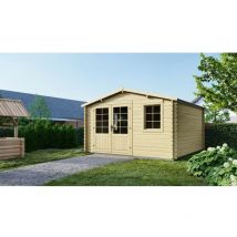 Altanka - Abri de jardin en bois - 15,21m2 - 3,90x3,90m - Ep. 40mm - Couleur: naturel