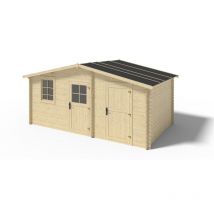 Altanka - Abri de jardin en bois - 15m2 - 5x3m - Ep. 28mm - Couleur: naturel
