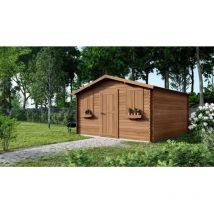 Altanka - Abri de jardin en bois - 16m2 - 4x4m - Traité - Ep. 28mm - Couleur: marron