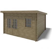 Altanka - Abri de jardin en bois - 16m2 - 4x4m - Traité - Ep. 40mm - Couleur: vert