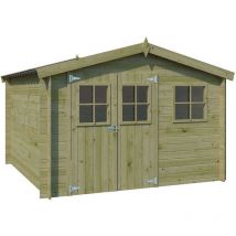 Gardenas - Abri de jardin en bois 7,35 m² Zurich 295 x 295 cm (traité)