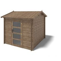 Abri de jardin en bois - 7,50m2 - 2,50x3m - Traité - Ep. 28mm - Couleur: marron