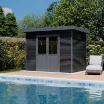 Barac - Abri de jardin en bois composite Onyx 32 - 6m² - Gris
