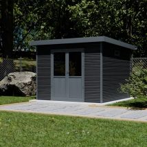 Barac - Abri de jardin en bois composite Onyx 33 - 9m² - Gris
