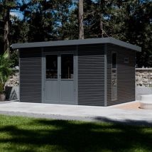 Abri De Jardin Bois Composite 28mm – Surface 12m² – Dimensions 447x326x237cm – Toit Simple Pente – Protection Uv Et Humidité