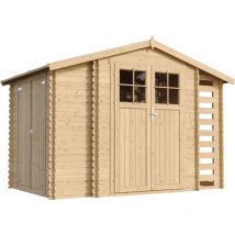 Timbela - Abri de jardin en bois et range bûches extérieur avec sol traité - extérieur I206xL328xH218 cm/ 3,53 + 0,97+0,97 m2 Petit abri à outils,