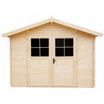 Gardiun - Casetta in Legno Incastro a Maschio e Femmina Petrov - 9 m² Esterni 318x316x253 cm Carta Catramata