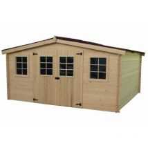 Habrita - Abri de jardin 12.65m² bois naturel ba4030.02n