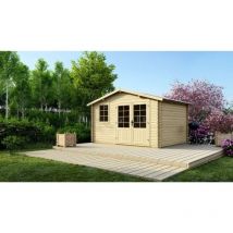 Altanka - Abri de jardin en bois - 11,70m2 - 3,90x3m - Ep. 34mm - Couleur: naturel