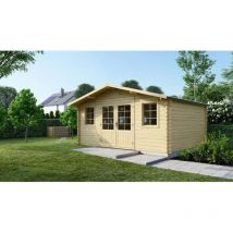 Altanka - Abri de jardin en bois - 19,20m2 - 4,80x4m - Ep. 40mm - Couleur: naturel