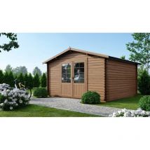 Altanka - Abri de jardin en bois - 15,20m2 - 3,90x3,90m - Traité - Ep. 34mm - Couleur: marron