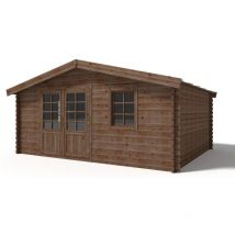 Abri de jardin en bois - 20m2 - 5x4m - Traité - Ep. 45mm - Couleur: marron