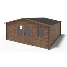 Altanka - Abri de jardin en bois - 25m2 - 5x5m - Traité - Ep. 28mm - Couleur: marron