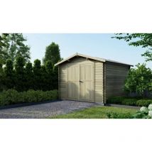 Altanka - Abri de jardin en bois - 9m2 - 3x3m - Traité - Ep. 28mm - Couleur: vert