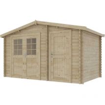 Abri de jardin en épicéa 2 espaces double pente 7.30 m2 Aster