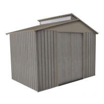 Abri jardin métal - Aspect bois vieilli 9363 - 5,44 M²- gris - Chalet&jardin