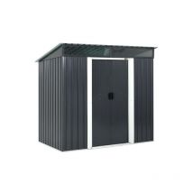 Abri de jardin en métal Gris 196 x 122 cm. Avec fondations incluses - Gris Anthracite