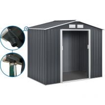 Abri de jardin en métal "Vegas" 5.29 m² avec gouttière - Gris